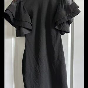 Pink Owl Women’s Black Dress With Ruffled Sleeves Small